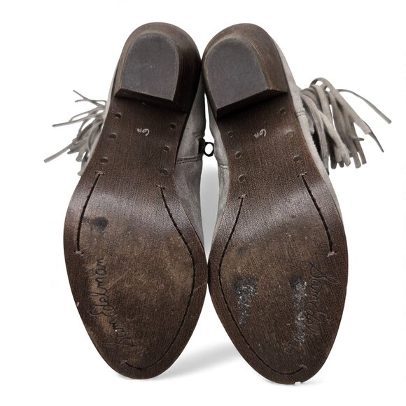 Sam Edelman Louie Suede Heeled Booties Women's Tan Western Fringe Cowgirl 6.5 - Picture 6 of 11